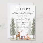 Invitation Adventure Begin Winter Woodland Baby Shower (Devant)