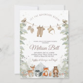 Invitation Adventure Begin Woodland Animals Baby Shower (Devant)