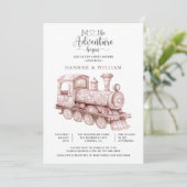 Invitation Adventure Begins Toile Train Baby Shower (Debout devant)