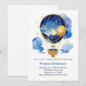 Invitation Adventure Blue Hot Air Balloon Boy Baby shower (Devant / Derrière)