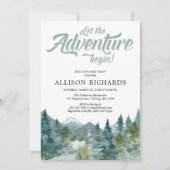 Invitation Adventure boy baby shower forêt rustique bois (Devant)