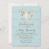 Invitation Adventure Boy Baby shower Teepee Wood Flèches Cerf (Devant)
