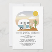 Invitation Adventure Desert Camper Blue Boy Baby shower (Devant)
