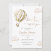 Invitation Adventure Hot Air Balloon Neutral Baby Shower (Devant)