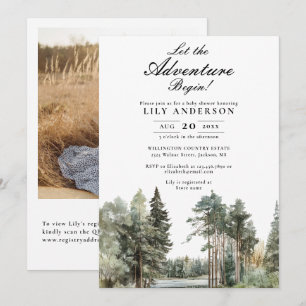 Invitation Adventure Lake Forest Photo Code QR Baby shower
