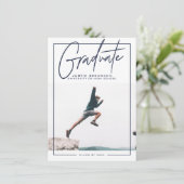 Invitation Adventure | Navy Photo Graduation Announcement (Debout devant)