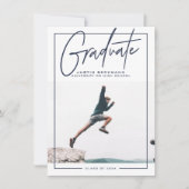 Invitation Adventure | Navy Photo Graduation Announcement (Devant)