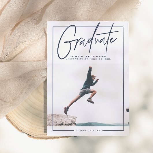 Invitation Adventure | Navy Photo Graduation Announcement