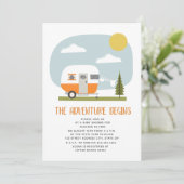 Invitation Adventure Orange Camper Clothesline Baby shower (Debout devant)