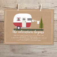 Adventure Red Trailer Camper Baby shower forestier