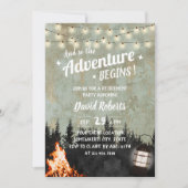 Invitation Adventure Retiremen Rustic Camping Bonfire Lantern (Devant)