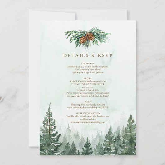 Invitation Adventure Rustic Pine Forest All In One Wedding (Dos)