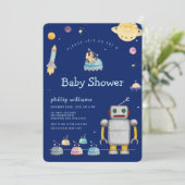 Invitation Adventure Toy Robot Boy Outer Space Baby Shower (Debout devant)