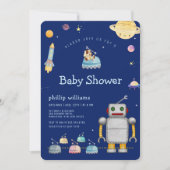 Invitation Adventure Toy Robot Boy Outer Space Baby Shower (Devant)