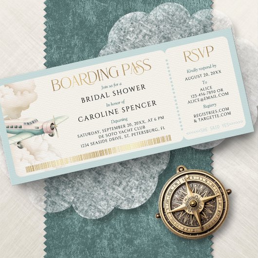 Invitation Adventure Travel Boarding Pass Bridal Shower