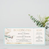 Invitation Adventure Travel Boarding Pass Bridal Shower (Debout devant)
