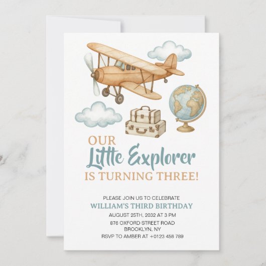 Invitation Adventure Travel Little Explorer Anniversaire (Devant)