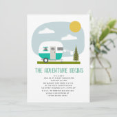 Invitation Adventure Turquoise Camper Clothesline Baby shower (Debout devant)
