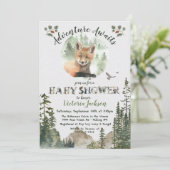 Invitation Adventure Woodland Baby Fox Baby shower forestier (Debout devant)