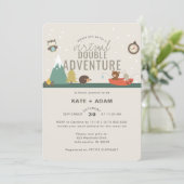 Invitation Adventure Woodland Twin Neutra Baby shower virtuel (Debout devant)
