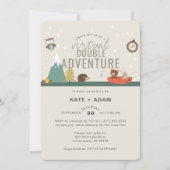 Invitation Adventure Woodland Twin Neutra Baby shower virtuel (Devant)