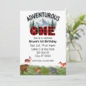 Invitation Adventurous One, Woodland Animal 1st Birthday (Debout devant)