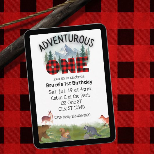 Invitation Adventurous One, Woodland Animal 1st Birthday