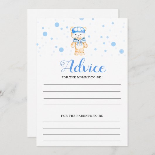 Invitation Advice Blue Boy Baby Shower Game (Devant / Derrière)