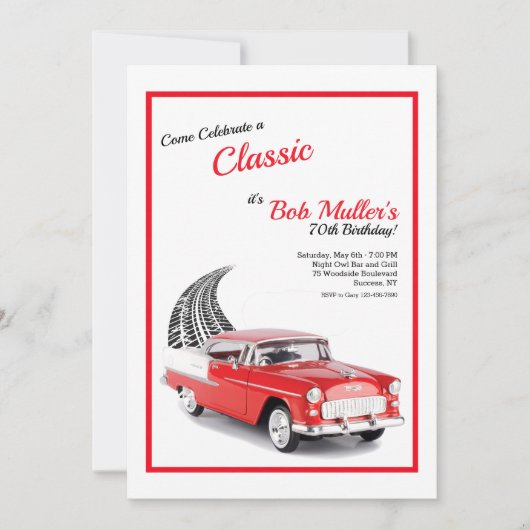 Invitation aérienne Chevy Bel 1955 verticale (Devant)