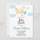 Invitation Aéronef Boy Baby shower Blue (Devant)