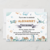 Invitation Aéronefs Anniversaire de enfant de dessin d'aquare (Devant)