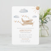 Invitation Aéronefs en aquarelle 1er appel d'anniversaire (Debout devant)