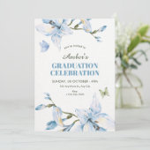 Invitation Aesthetic blue flower bloom graduation (Debout devant)