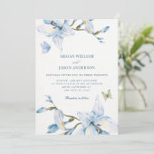 Invitation Aesthetic blue flower bloom wedding (Debout devant)