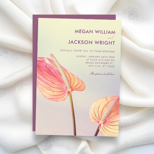 Invitation Aesthetic Floral Anthurium minimalist wedding