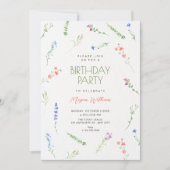 Invitation Aesthetic Minimalist falling flowers Birthday (Devant)