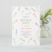 Invitation Aesthetic Minimalist falling flowers Birthday (Debout devant)
