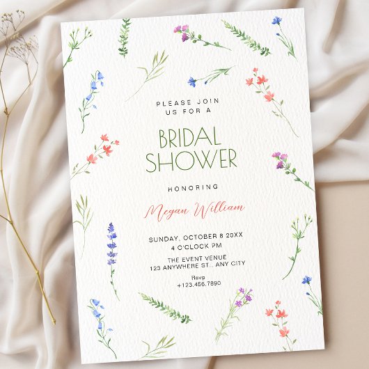 Invitation Aesthetic Minimalist falling flowers bridal shower