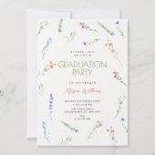 Invitation Aesthetic Minimalist falling flowers graduation (Devant)