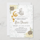 Invitation Aesthetic Soft Grey Floral Ramadan Iftar Dinner (Devant)