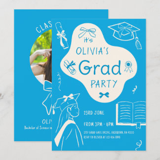 Invitation Aesthetic Whimsical Hand Drawn Graduation Party