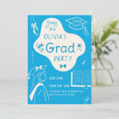 Invitation Aesthetic Whimsical Hand Drawn Graduation Party (Debout devant)