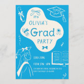Invitation Aesthetic Whimsical Hand Drawn Graduation Party (Devant)