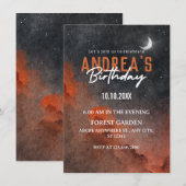 Invitation Aesthétique aquarelle nuit ciel art anniversaire (Devant / Derrière)