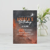 Invitation Aesthétique aquarelle nuit ciel art anniversaire (Debout devant)