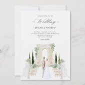 Invitation Aesthétique élégant couple mariage jardin aquarell (Devant)