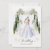 Invitation Aesthétique mariage arche jardin couple aquarelle (Devant)