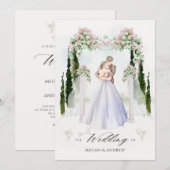 Invitation Aesthétique mariage arche jardin couple aquarelle (Devant / Derrière)