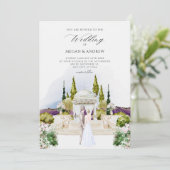 Invitation Aesthétique mariage jardin aquarelle (Debout devant)