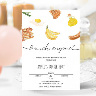 Invitation Aesthétique minimaliste Anniversaire Brunch Aquare